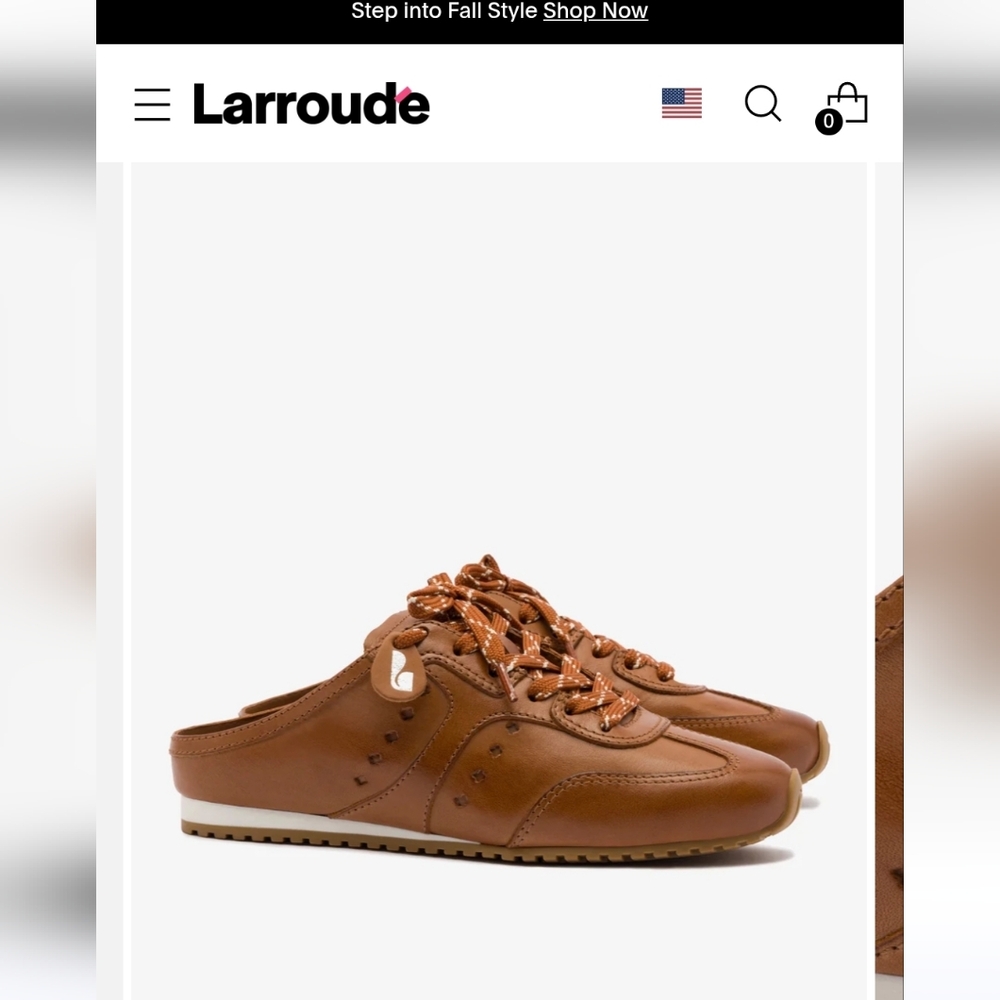 Larroude Leather Camel Stella Slip On Mule Sneakers